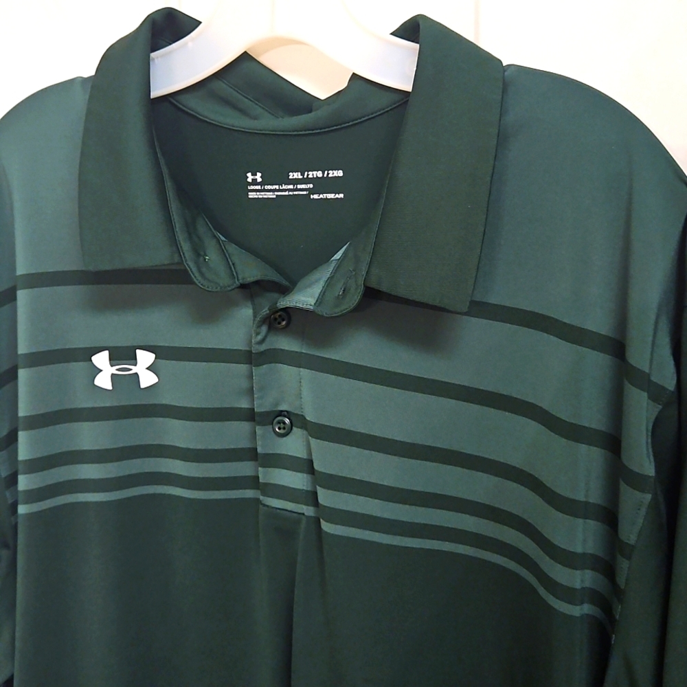 Under Armour Heatgear Men's Green Polo Golf Shirt - Picture 2 of 4
